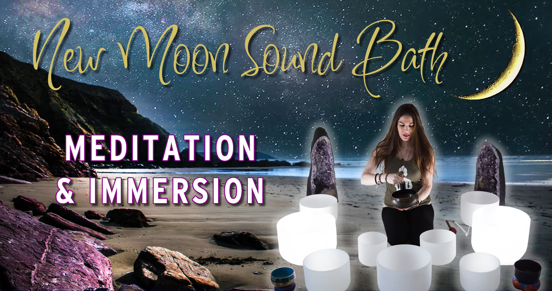 New Moon Sound Bath and Meditation Banner